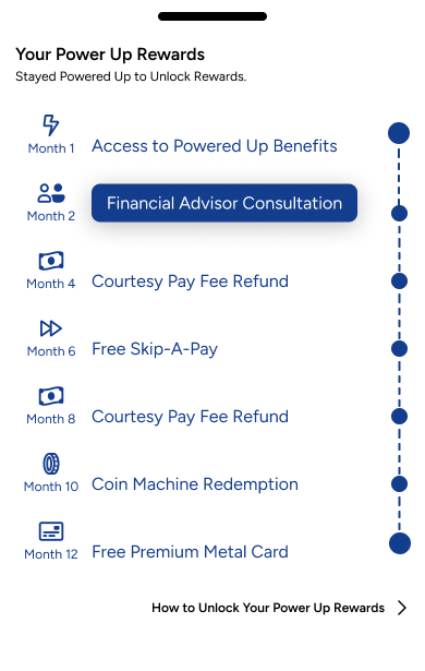 Power Up Rewards program in digital banking
